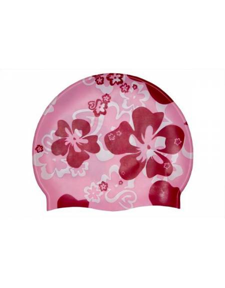 Cuffia rosa in silicone con decorazione fiori 